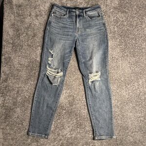 Judy Blue Boyfriend Fit Distressed Jeans Womens Size 7/28 Mid Rise Stretch Denim